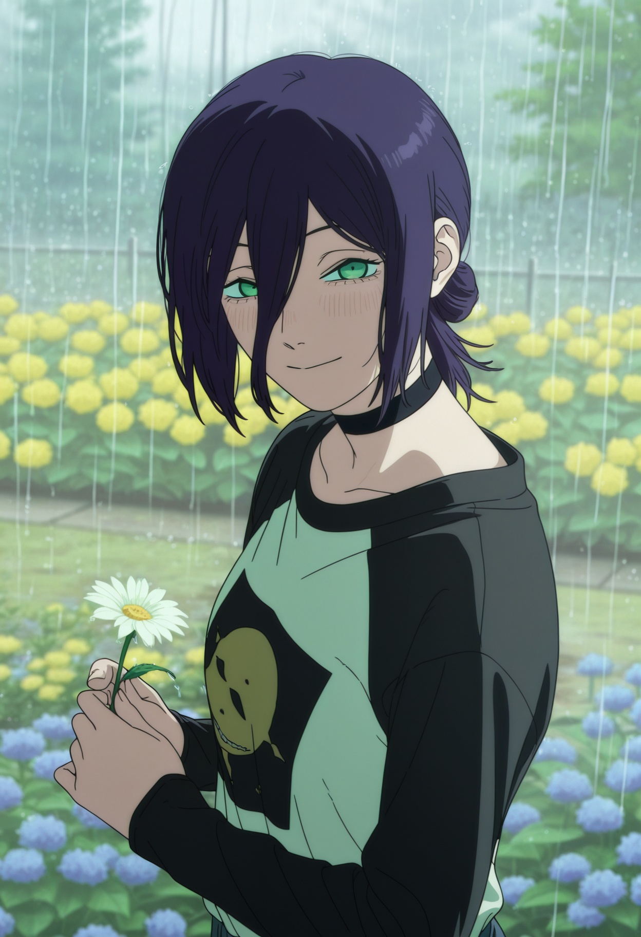 reze (chainsaw man),  1girl,  purple hair on Tensor.Art