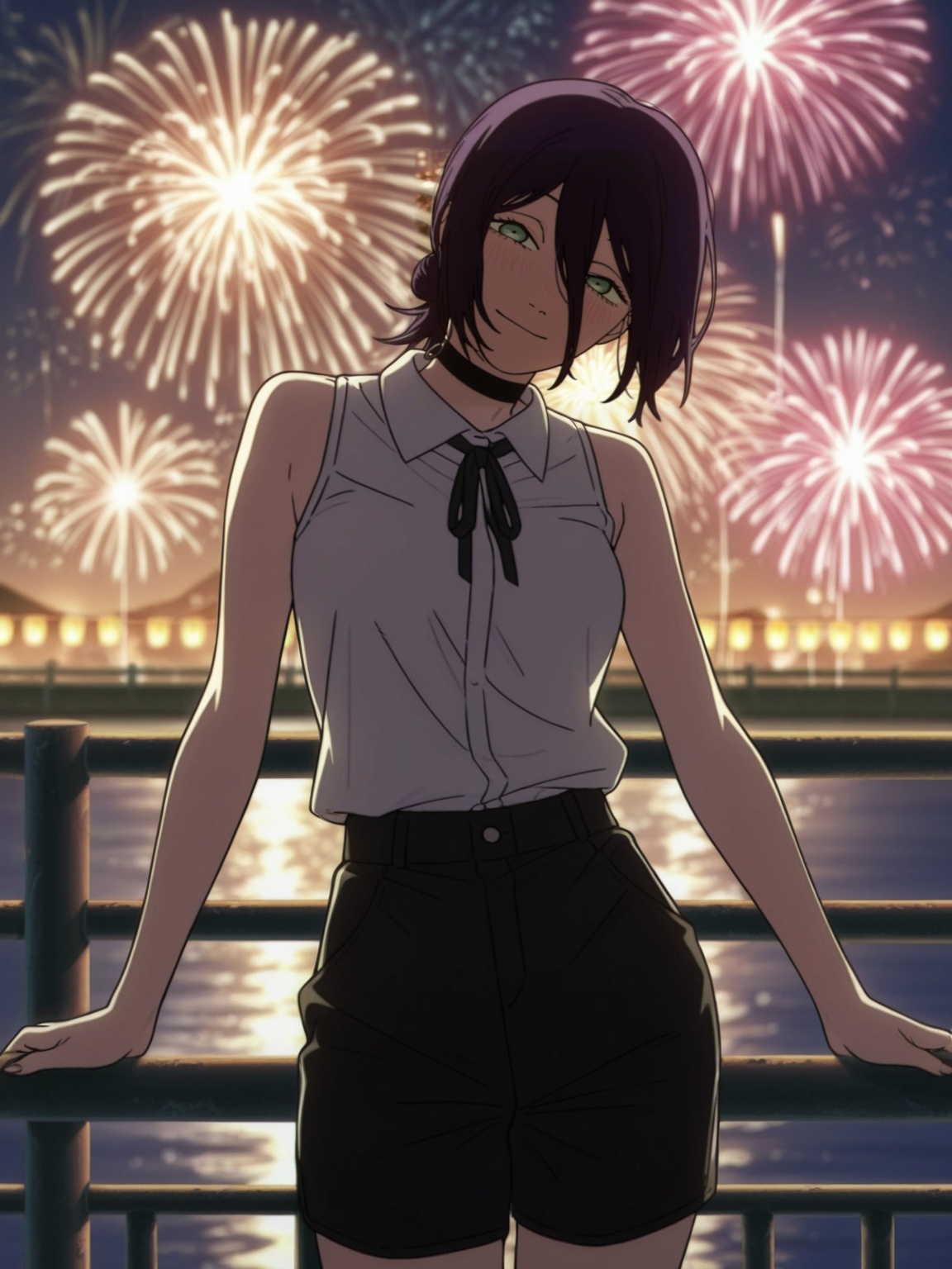 reze (chainsaw man),  1girl,  purple hair on Tensor.Art