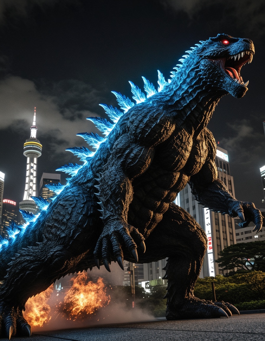 ehdr,  godzilla attacking tokyo on Tensor.Art
