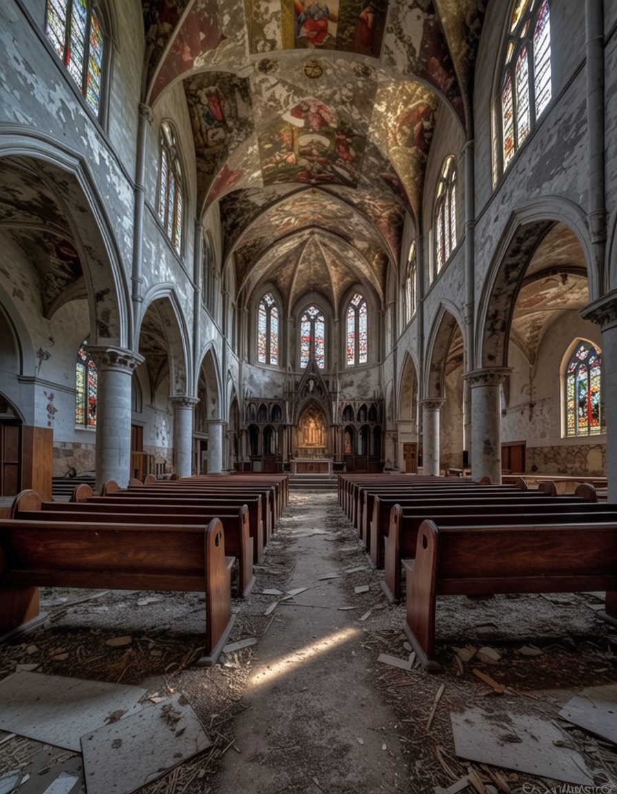 ehdr,  abandonded church,  urbex on Tensor.Art