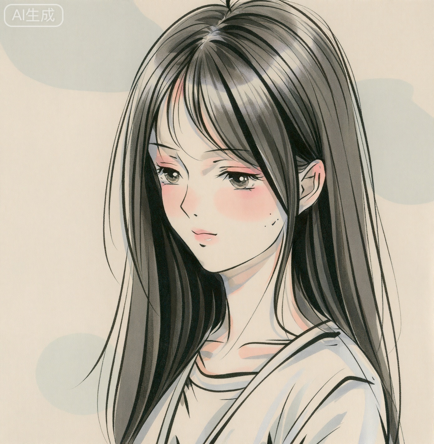 1girl,chi,painting \(medium\),watercolor \(medium\),black hair,simple background,



