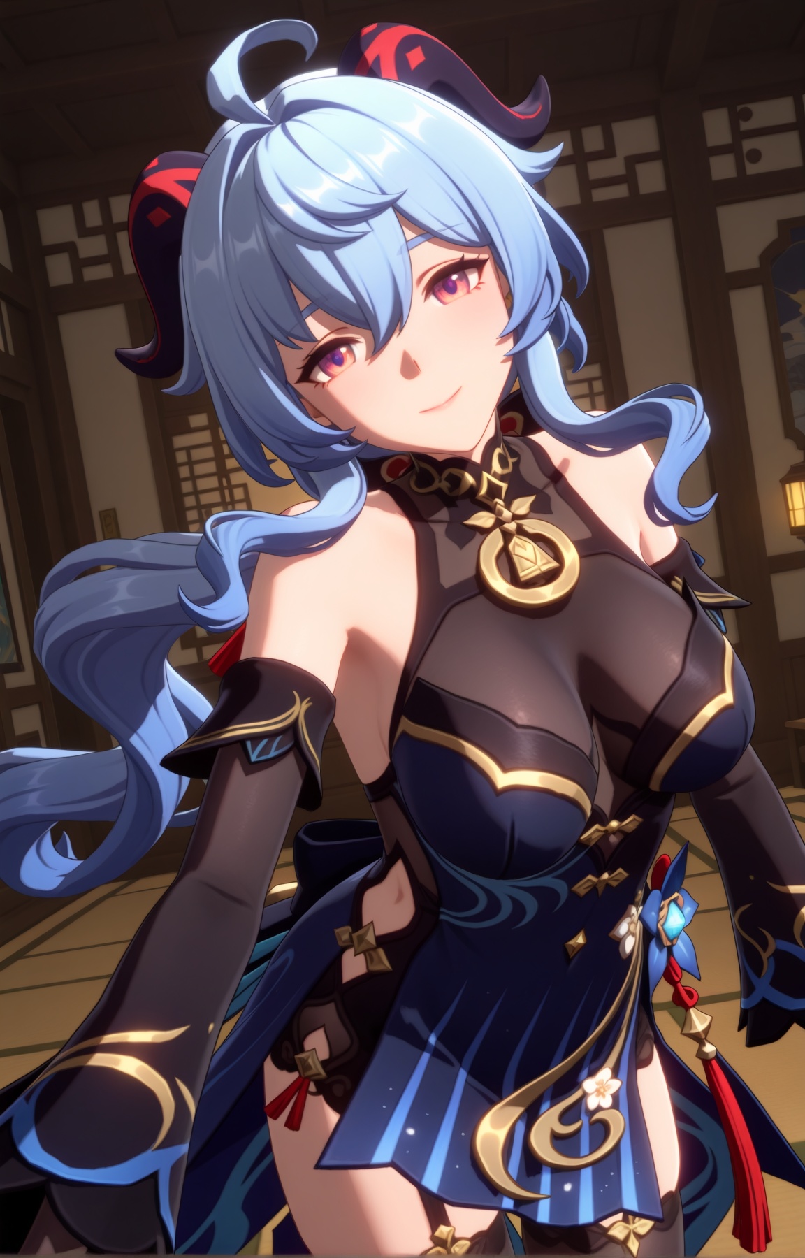 1girl,  ganyu_\(twilight_blossom\)_\(genshin_impact\),  happy face on Tensor.Art