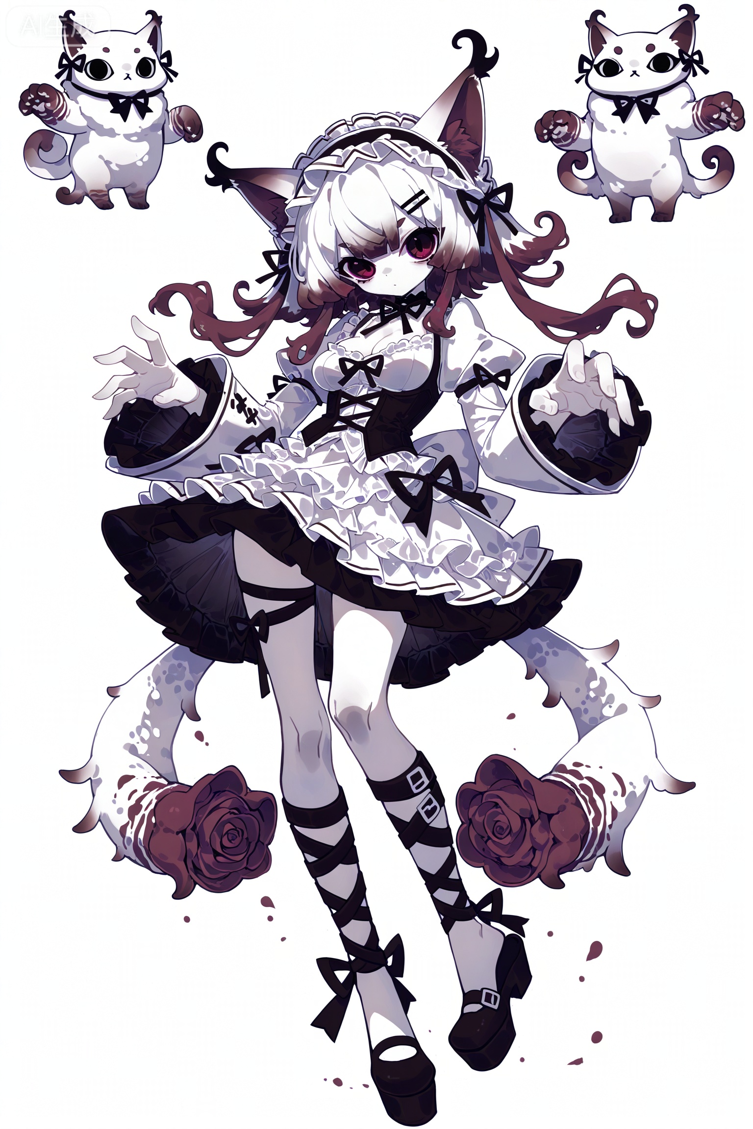 Solo, whole body, full body,

White background, monochrome theme, outline: 1.2,ketone,
,//
Huge file size, amazing quality,multicolored hair,,(imazawa:1.1),(maccha_(mochancc):0.3),(ningen_mame:0.8),(mochizuki_kei:0.75),
／／
1 girl, breasts, cleavage, 
white background,monsterized full body,monster lolita,abnormal creature,mutant girl,fluffy monster fur,tentacle hair,monstrous Persian cat hybrid,Angora rabbit monster variant,gothic beast form,twisted floral appendages,lavender monster aesthetic,languid monster pose,pale monstrous skin,dreamy horror,elegant grotesque,white void background,monster with rose adornments,ghostly monster girl