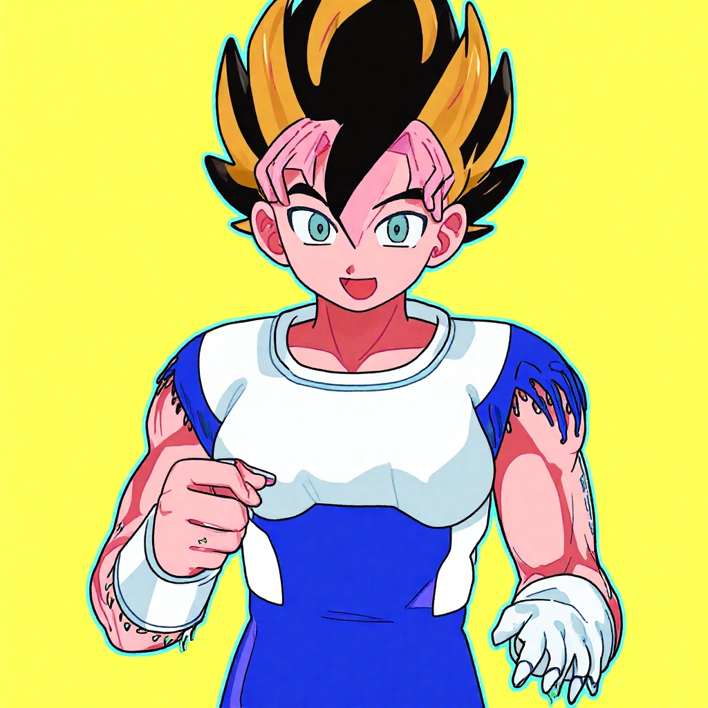 colored_outlines This vibrant and colorful illustration depict vegeta Overall,  the image conveys a sense of creative ener...