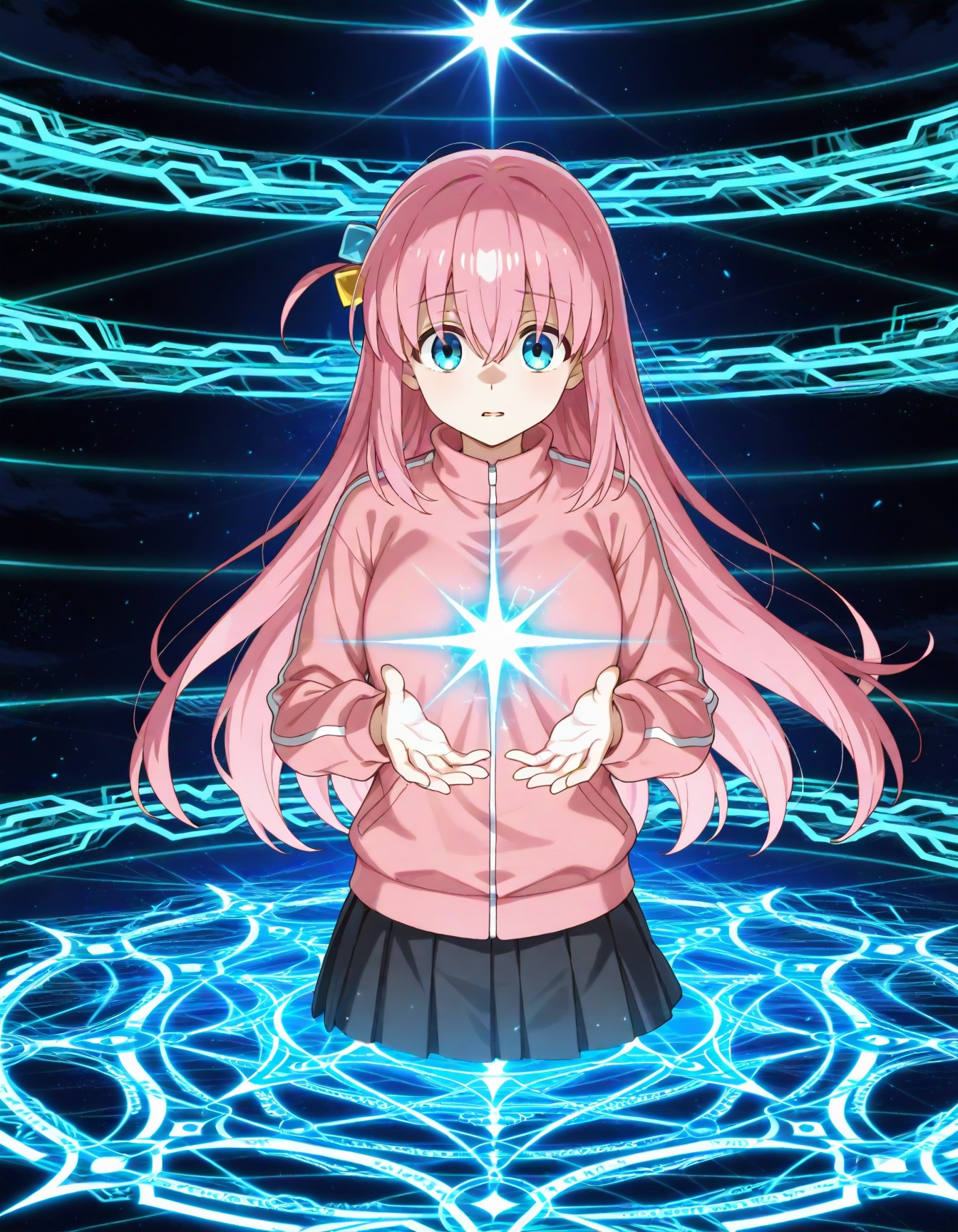 gotoh hitori,  fgo gacha background,  summoning circle on Tensor.Art