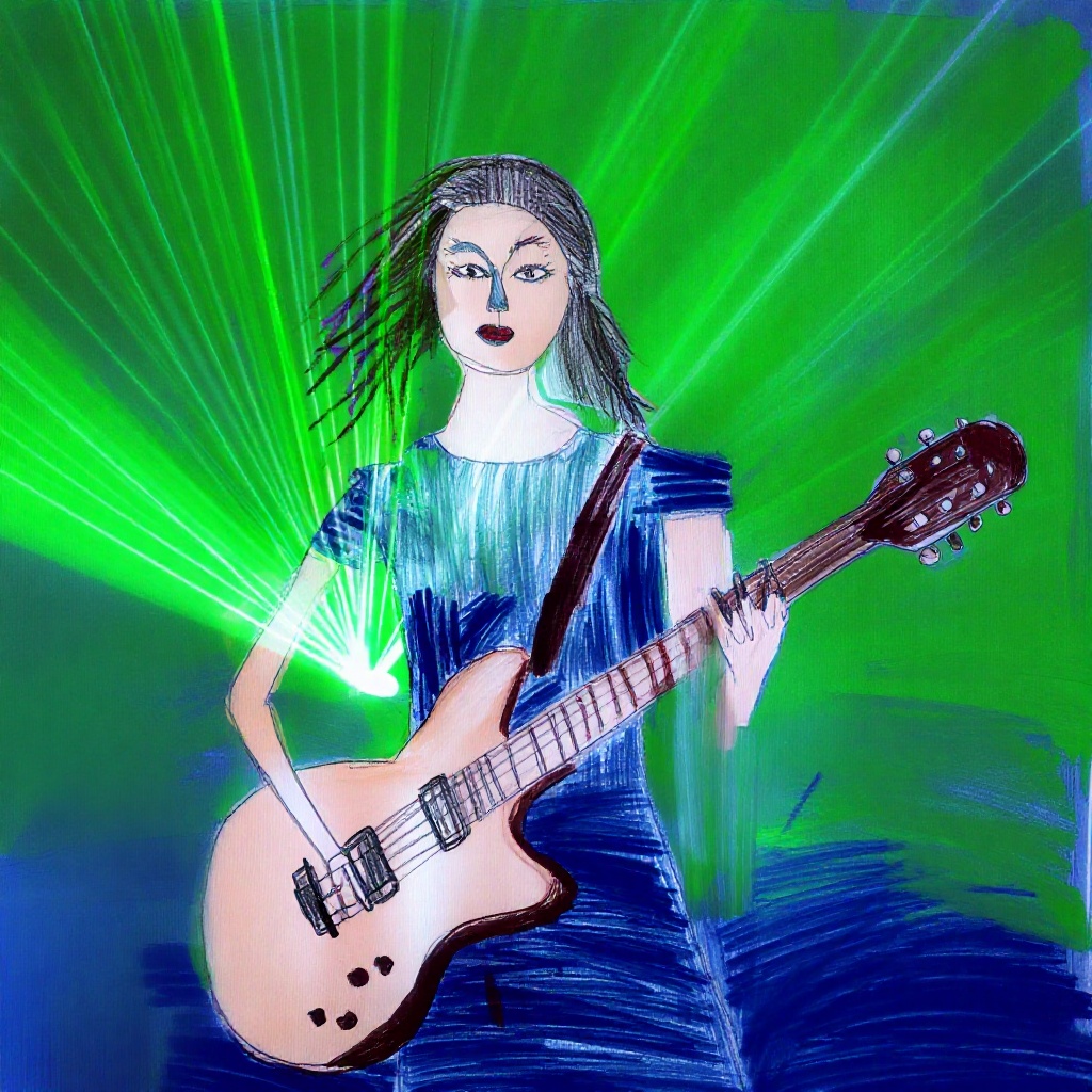 woman playing the guitar,  on stage,  singing a song on Tensor.Art
