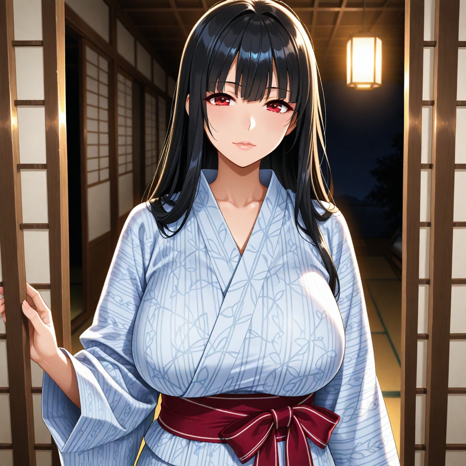 1girl,  long black hair,  red eyes on Tensor.Art