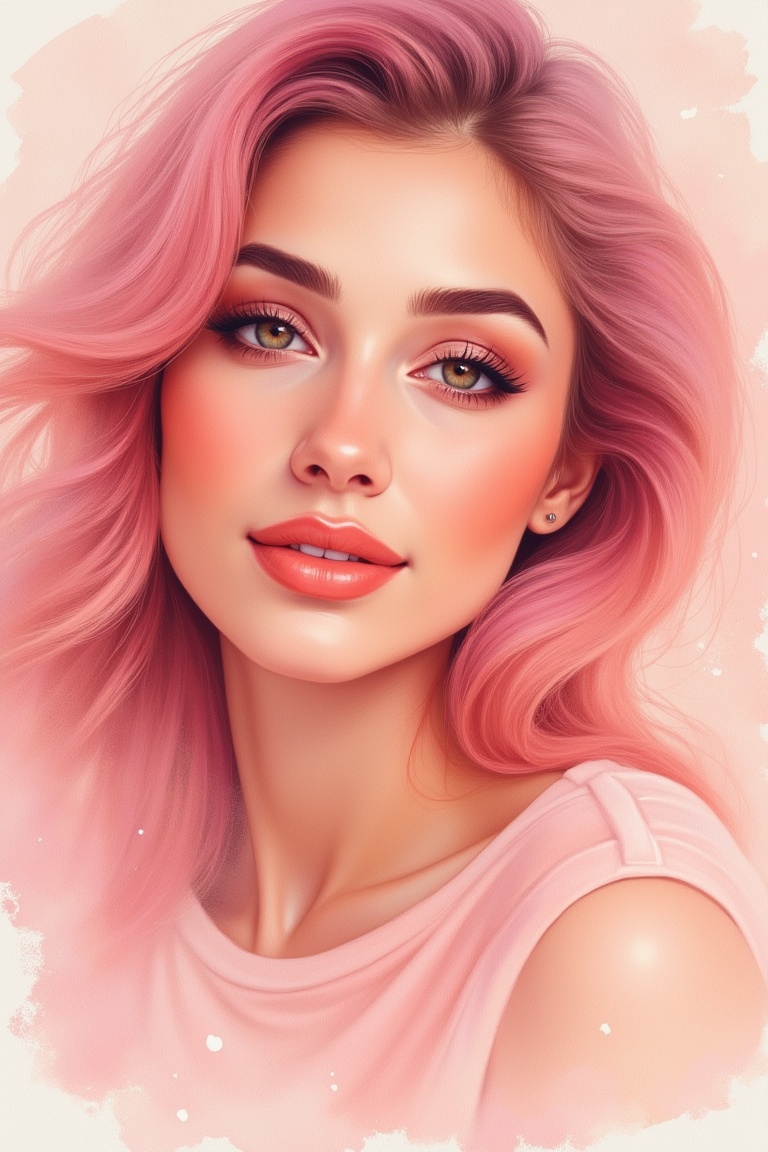 close up portrait of a woman,  gouacheWaterStyle,  gouache and watercolor painting style on Tensor.Art