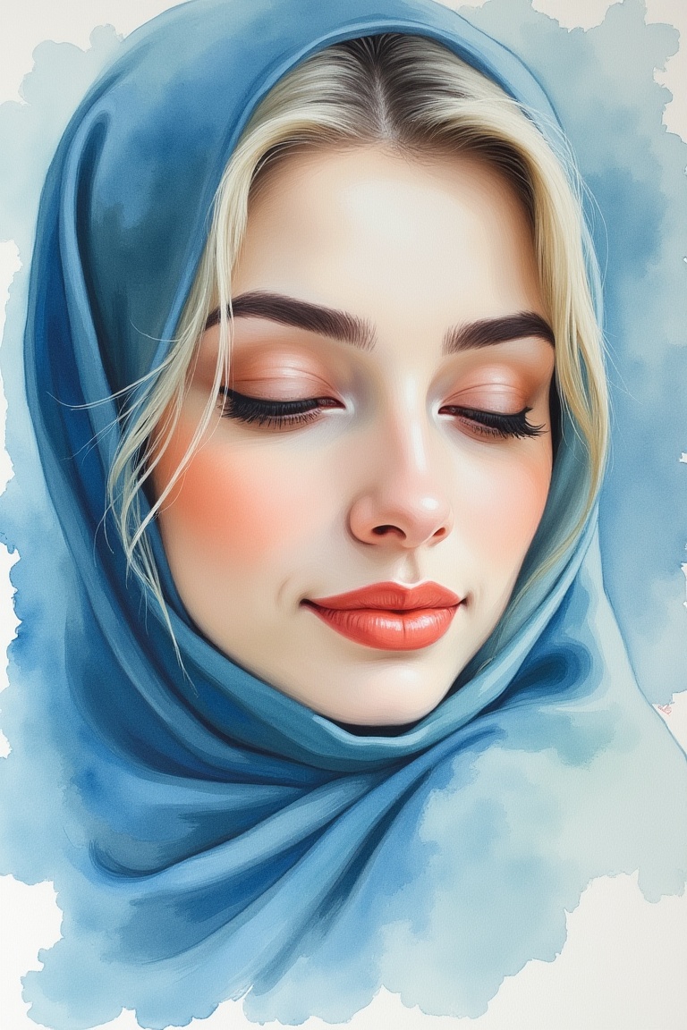close up portrait of a woman,  gouacheWaterStyle,  gouache and watercolor painting style on Tensor.Art