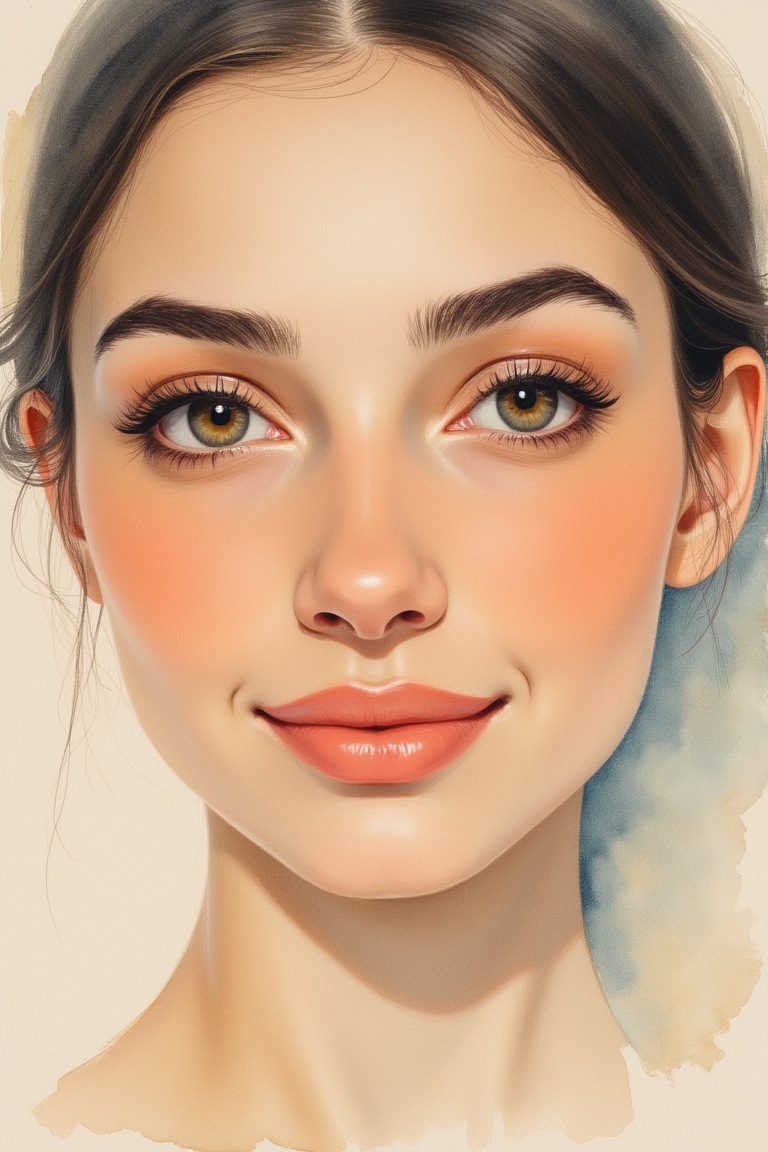 close up portrait of a woman,  gouacheWaterStyle,  gouache and watercolor painting style on Tensor.Art