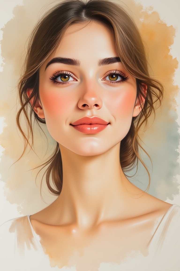 close up portrait of a woman,  gouacheWaterStyle,  gouache and watercolor painting style on Tensor.Art