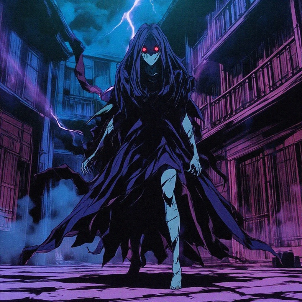 古城、鬼、灾难々优美的效果、女鬼、雷电,  dark_fantasy_style,  dark fantasy on Tensor.Art
