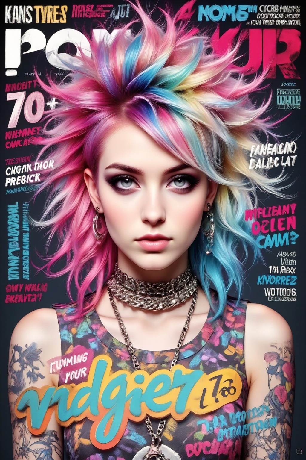 Excellent quality. Close-up: A solo portrait of a girl,  upper body view,  beautiful gradient hair color on Tensor.Art