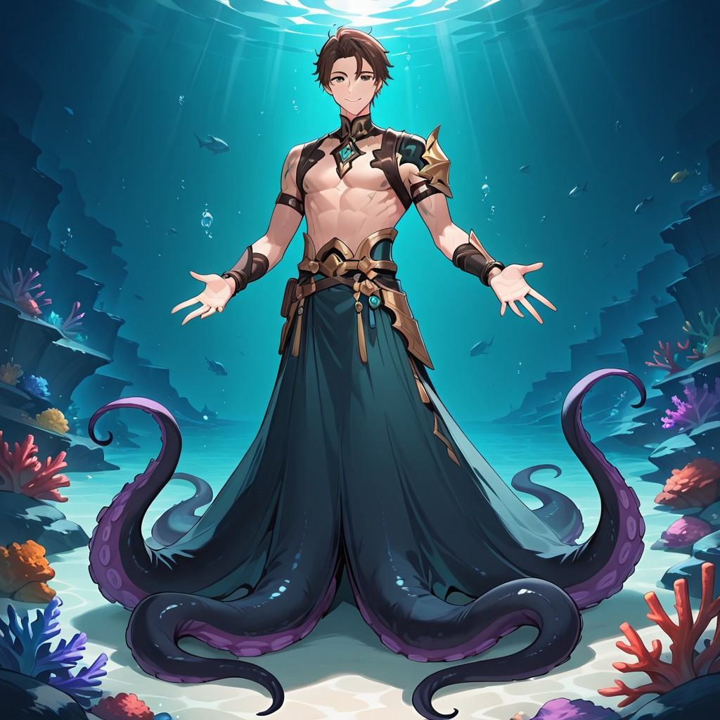 Tentacle legs,  solo,  smile on Tensor.Art