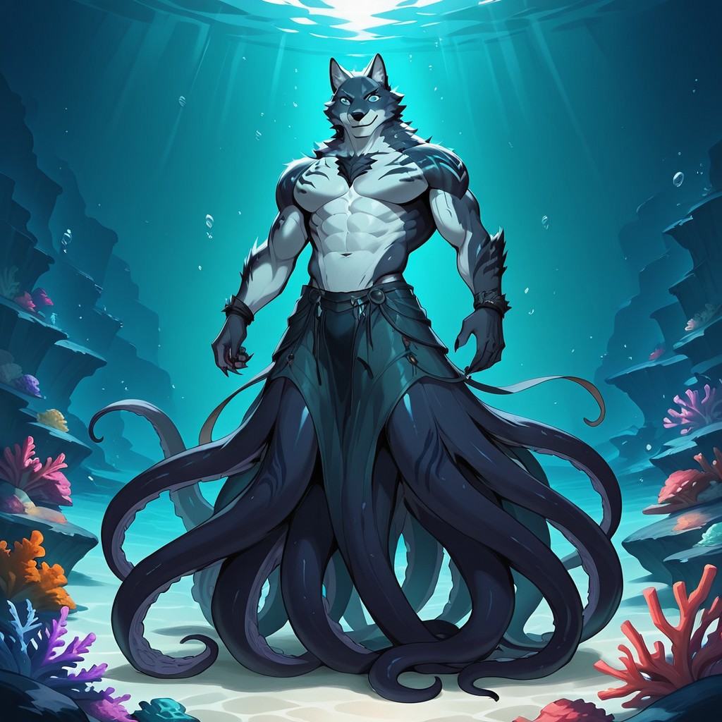 Tentacle legs,  solo,  smile on Tensor.Art