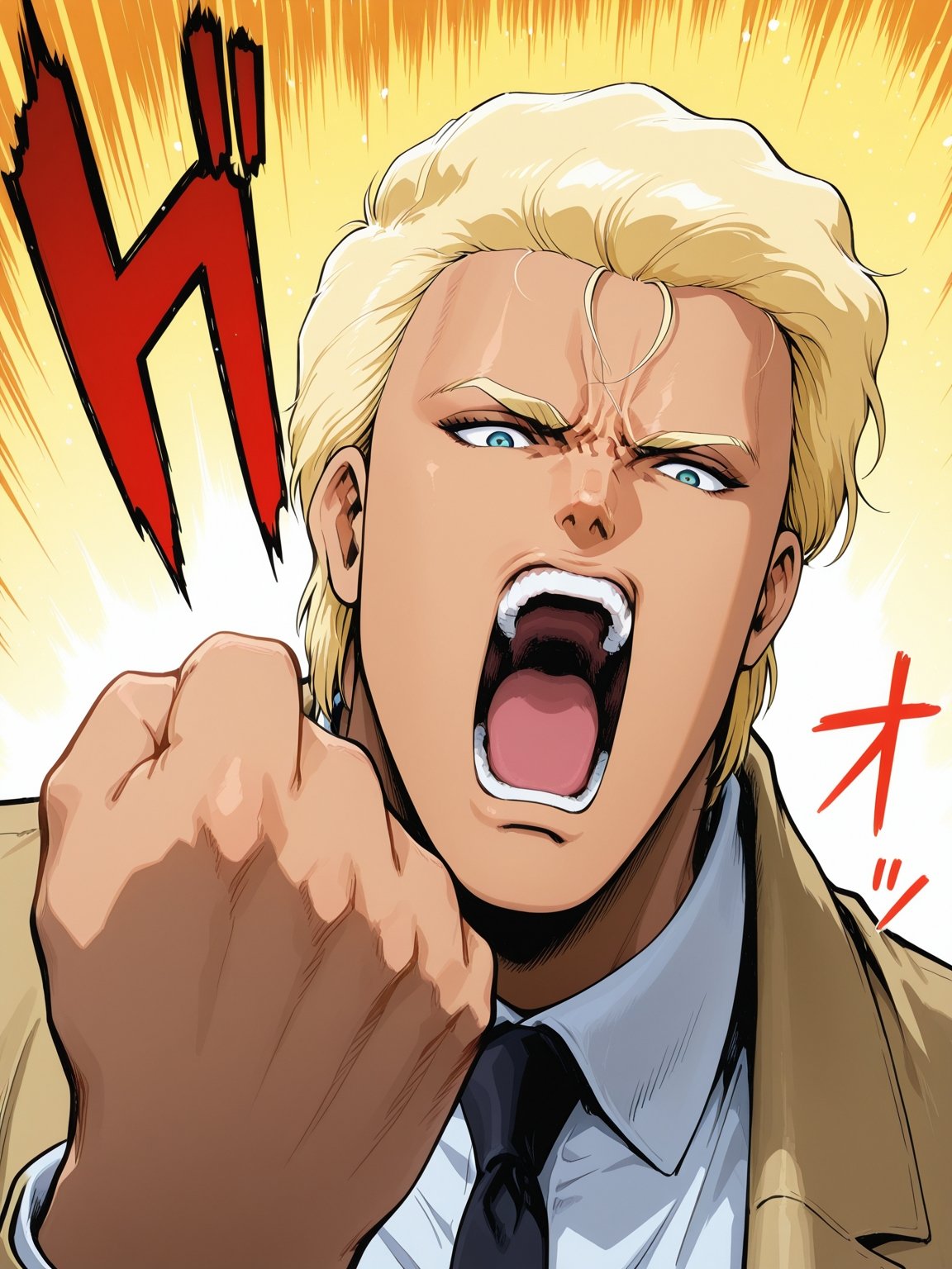 hozakuka fist,  one hand,  shouting on Tensor.Art
