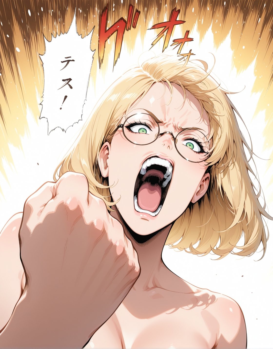hozakuka fist,  one hand,  shouting on Tensor.Art