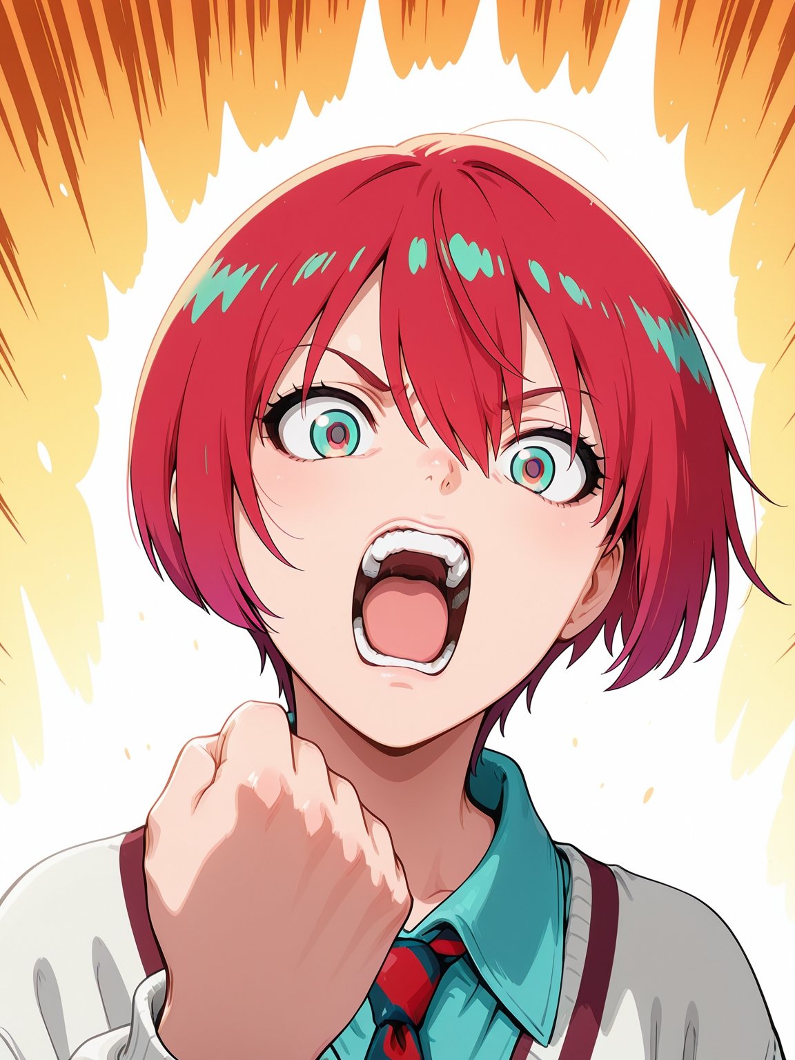 hozakuka fist,  one hand,  shouting on Tensor.Art