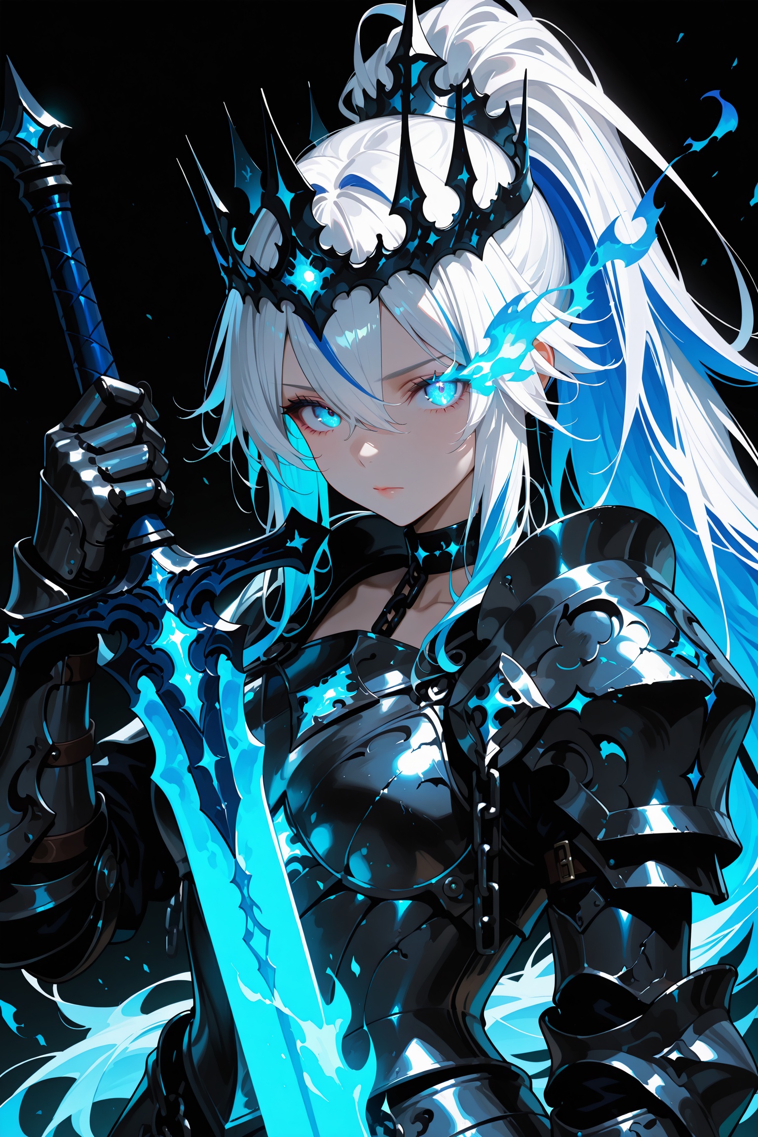 1girl,  blue eyes,  white hair on Tensor.Art