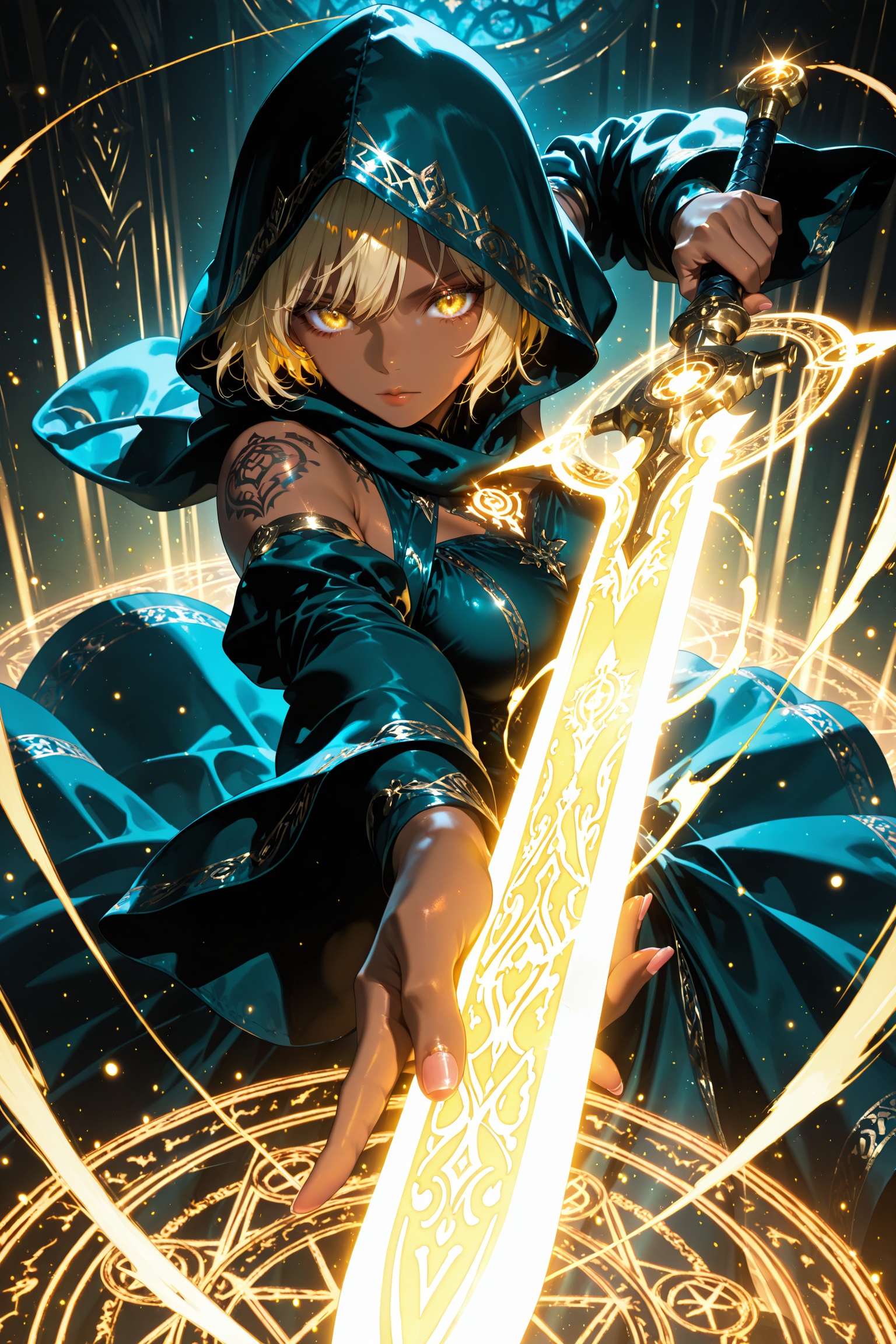 1girl,  blonde hair,  dark-skinned female on Tensor.Art