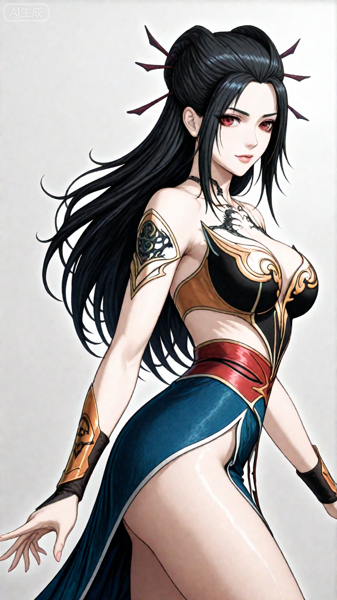 YLJ clothes, solo, exquisite skin, cowboy_shot, looking at viewer, even illumination, very awa, simple background,