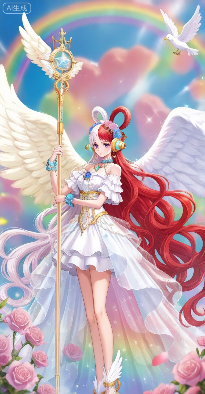 ,Uta,Uta (one piece),Uta one piece,1girl,solo,split-color hair,red hair,two-tone hair,headphones,multicolored hair,hair rings,long hair,purple eyes,white hair,
lvjing,1girl,long hair,solo,dress,flower,wings,very long hair,jewelry,staff,pegasus,angel wings,rose,hair ornament,rainbow,earrings,white dress,bird,hair flower,holding,bare shoulders,white wings,6,
depth of field,masterpiece,best quality,very aesthetic,alternate costume,alternate costume,2024,2023,perfect composition,ultra-detailed,extreme aesthetic,masterpiece,best quality,good quality,newest,year 2024,year 2023,very aesthetic,absurdres,looking_at_viewer,colorful,