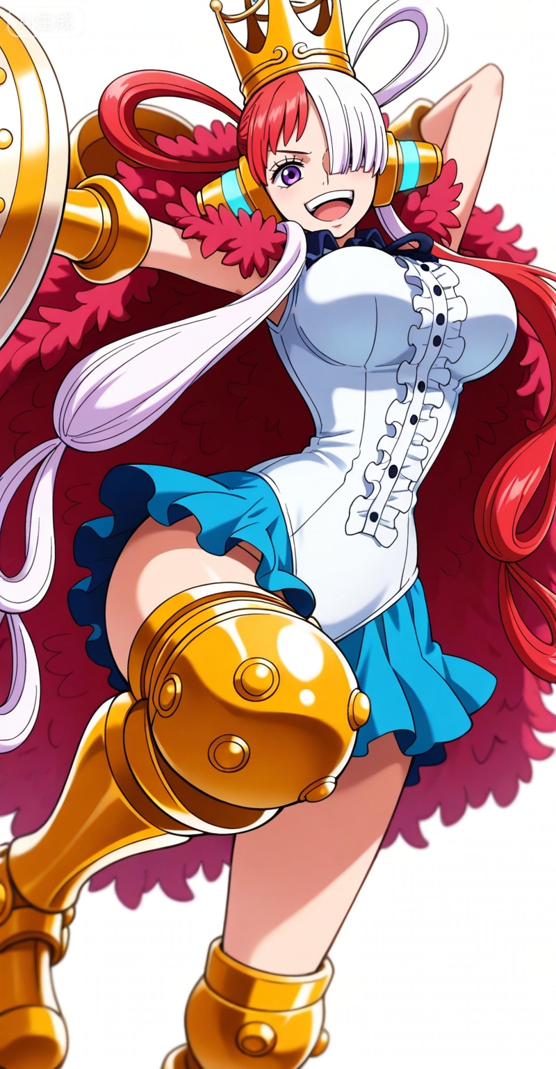 ,Uta,Uta (one piece),Uta one piece,1girl,solo,split-color hair,red hair,two-tone hair,headphones,multicolored hair,hair rings,long hair,purple eyes,white hair,
Uta,Uta (one piece),Uta one piece,1girl,solo,multicolored hair,split-color hair,red hair,hair over one eye,purple eyes,white hair,blue skirt,frills skirt,breasts,two-tone hair,shield,hair rings,leotard,long hair,smile,large breasts,headphones,white leotard,open mouth,looking at viewer,holding shield,frills,leg armor,crown,38,standing,
depth of field,masterpiece,best quality,very aesthetic,alternate costume,alternate costume,2024,2023,perfect composition,ultra-detailed,extreme aesthetic,masterpiece,best quality,good quality,newest,year 2024,year 2023,very aesthetic,absurdres,looking_at_viewer,colorful,white_background,simple background,
