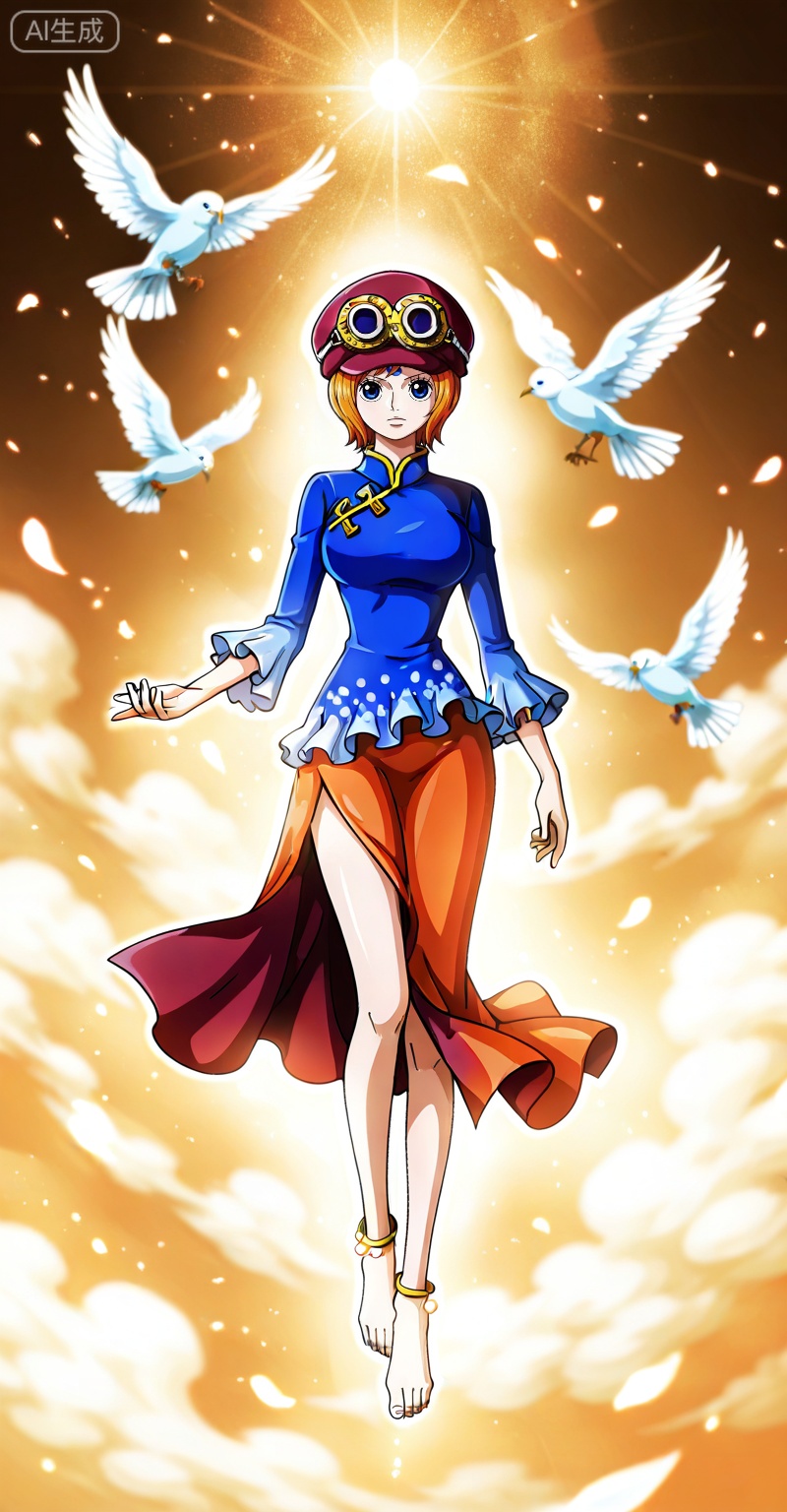 Koala one piece,Koala\(one piece\),1girl,solo,hat,blue eyes,orange hair,goggles,short hair,goggles on headwear,
lvjing,1girl,bird,long hair,dress,jewelry,solo,hair ornament,forehead mark,anklet,barefoot,facial mark,chinese clothes,full body,floating,5,
,
depth of field,masterpiece,best quality,very aesthetic,alternate costume,alternate costume,2024,2023,perfect composition,ultra-detailed,extreme aesthetic,masterpiece,best quality,good quality,newest,year 2024,year 2023,very aesthetic,absurdres,looking_at_viewer,colorful,