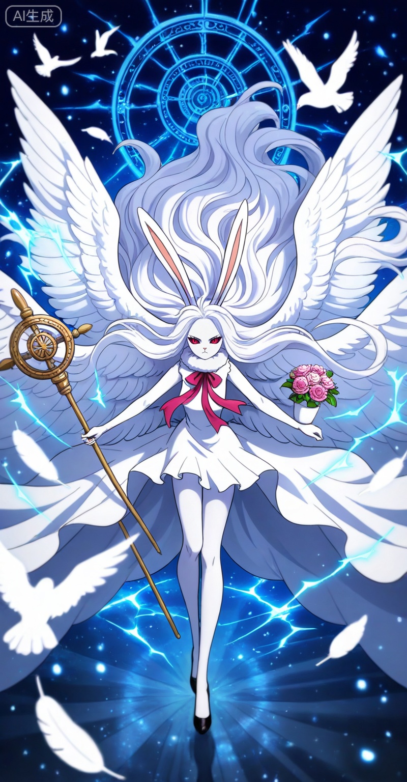 Carrot one piece,Carrot\(one piece\),1girl,solo,animal ears,long hair,rabbit ears,furry female,white fur,very long hair,furry,rabbit girl,red eyes,white hair,looking at viewer,ribbon,colored sclera,
lvjing,1girl,wings,solo,bird,flower,long hair,dress,dove,angel wings,feathered wings,very long hair,holding,white wings,white dress,rose,staff,multiple wings,animal,4,

depth of field,masterpiece,best quality,very aesthetic,alternate costume,alternate costume,2024,2023,perfect composition,ultra-detailed,extreme aesthetic,masterpiece,best quality,good quality,newest,year 2024,year 2023,very aesthetic,absurdres,looking_at_viewer,colorful,