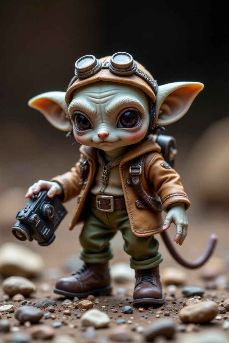 The image depicts a small,  adorable character resembling a mouse or a similar creature,  standing on a rocky terrain. The...