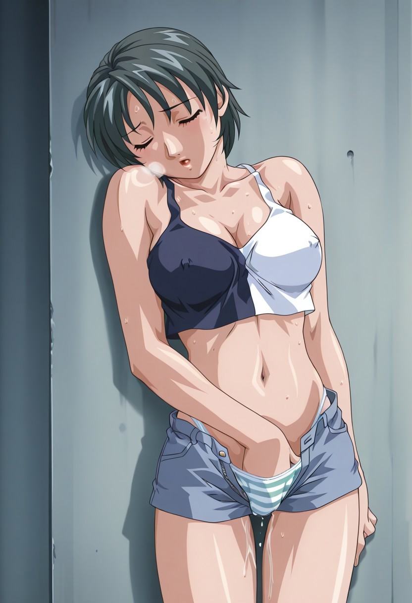 Female masturbation (hand in panties),  Front view,  facing viewer on Tensor.Art