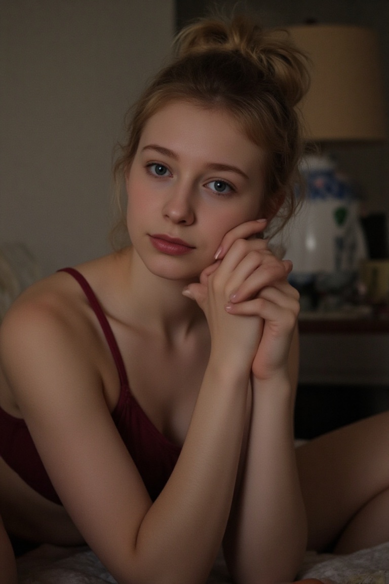 Young woman filmy nightie on Tensor.Art