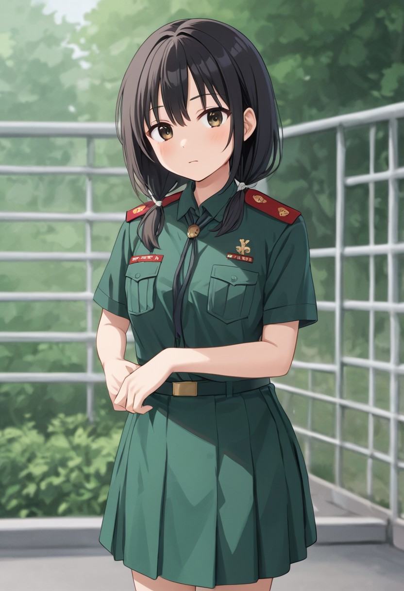 uniform,  green shirt,  green skirt on Tensor.Art