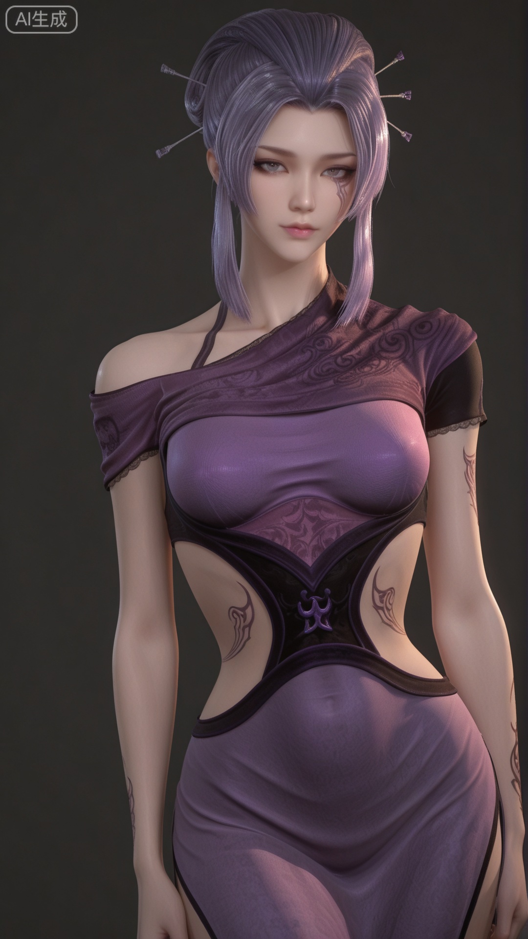 YLJ clothes, solo, exquisite skin, cowboy_shot, looking at viewer, even illumination, very awa, simple background,