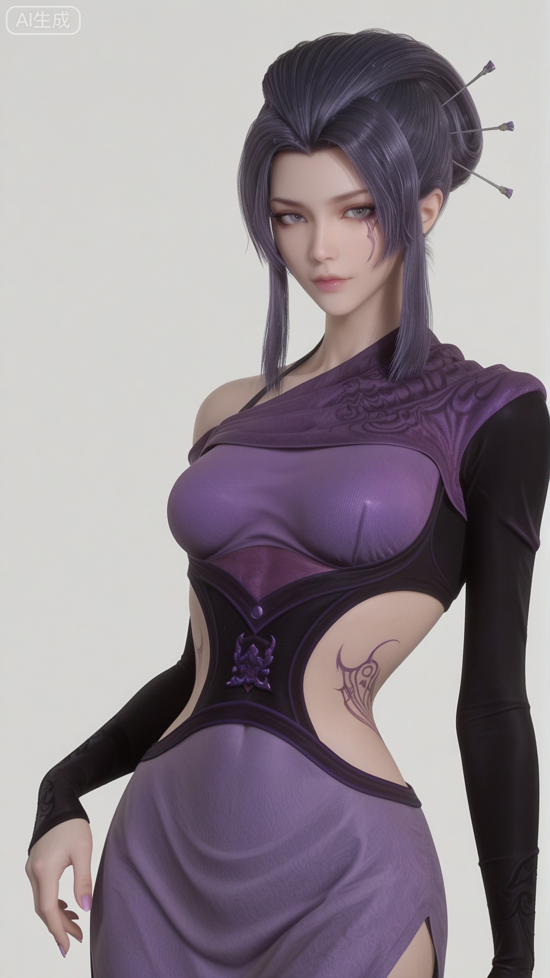 YLJ clothes, exquisite skin, cowboy_shot, looking at viewer, even illumination, very awa, simple background,