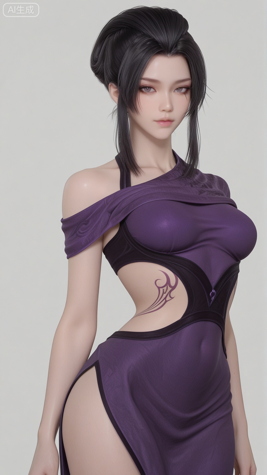 ZN clothes, exquisite skin, cowboy_shot, looking at viewer, even illumination, very awa, simple background,