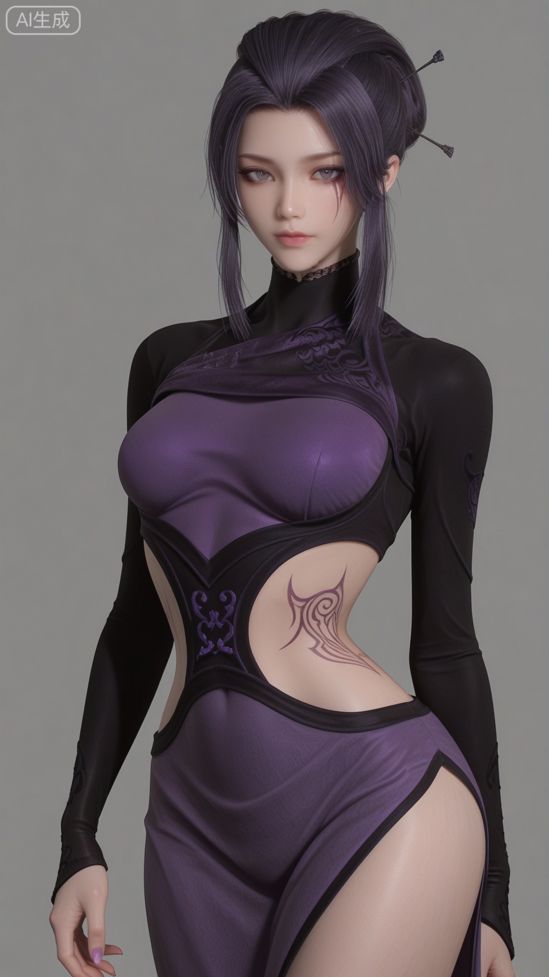 ZN clothes, exquisite skin, cowboy_shot, looking at viewer, even illumination, very awa, simple background,