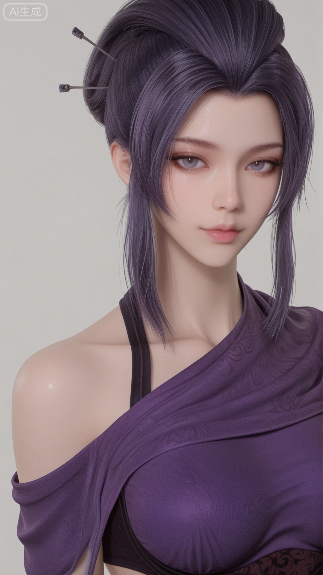 ZN clothes, solo, exquisite skin, upper_body, looking at viewer, even illumination, very awa, simple background,