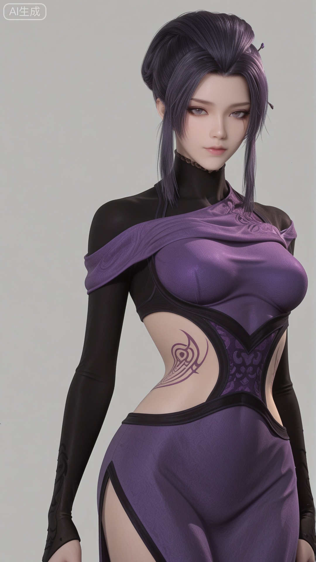 ZN clothes, exquisite skin, cowboy_shot, looking at viewer, even illumination, very awa, simple background,