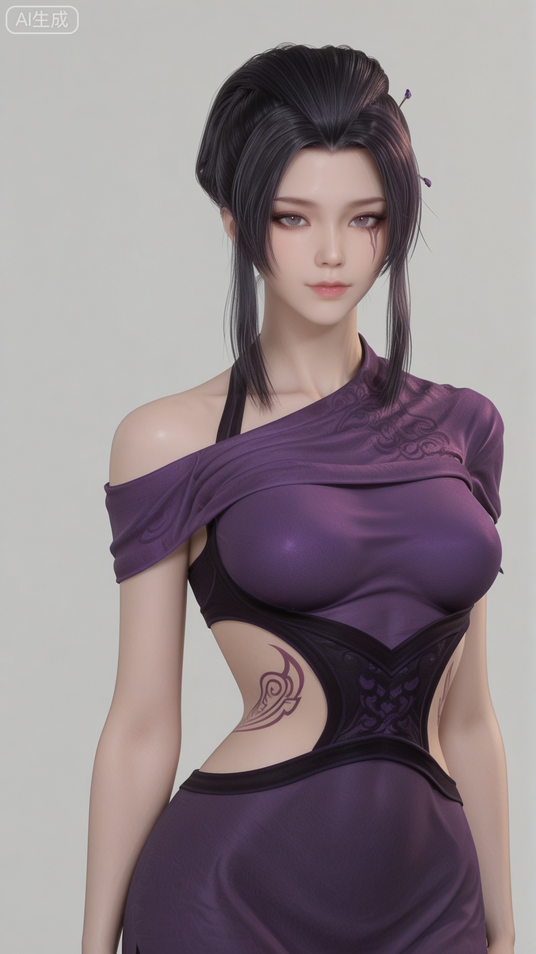 ZN clothes, exquisite skin, cowboy_shot, looking at viewer, even illumination, very awa, simple background,