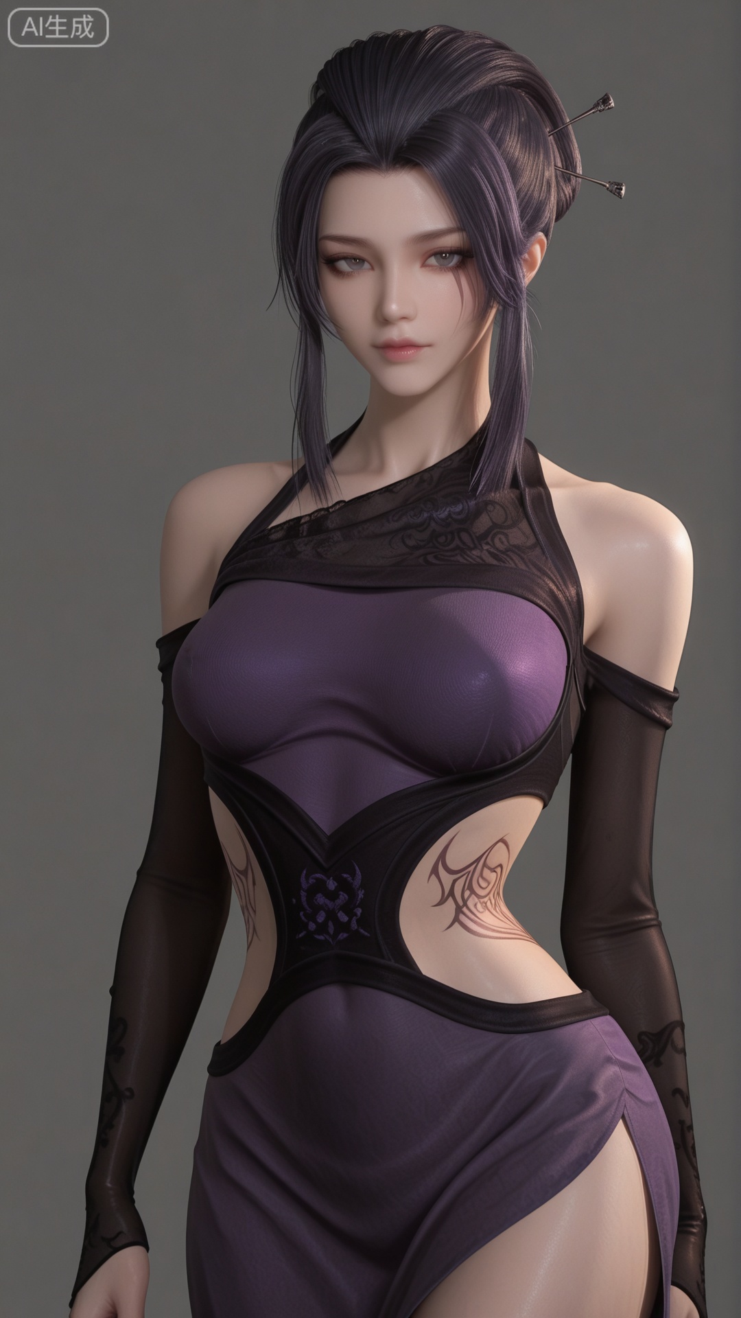 ZN clothes, solo, exquisite skin, cowboy_shot, looking at viewer, even illumination, very awa, simple background,