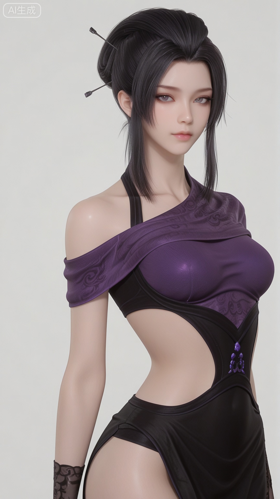 ZN clothes, solo, exquisite skin, cowboy_shot, looking at viewer, even illumination, very awa, simple background,