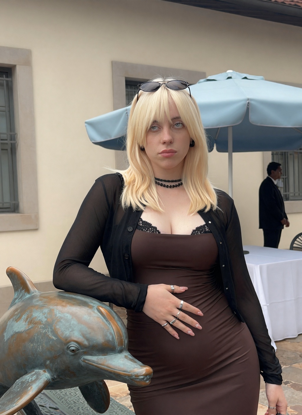 A woman with light skin tone,  long straight blonde hair,  light-colored eyes on Tensor.Art