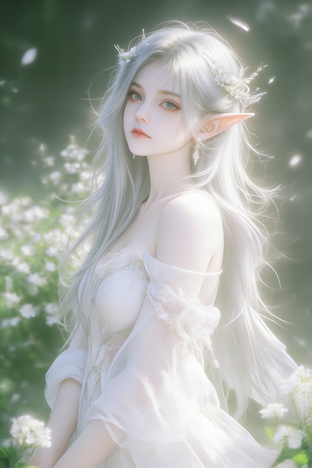 pic,  a delicate,  ethereal elf woman with long on Tensor.Art