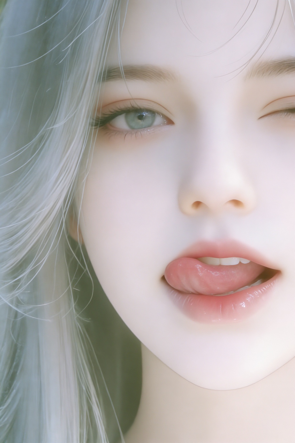 pic,  close-up: a woman with long light blond hair,  fair skin on Tensor.Art