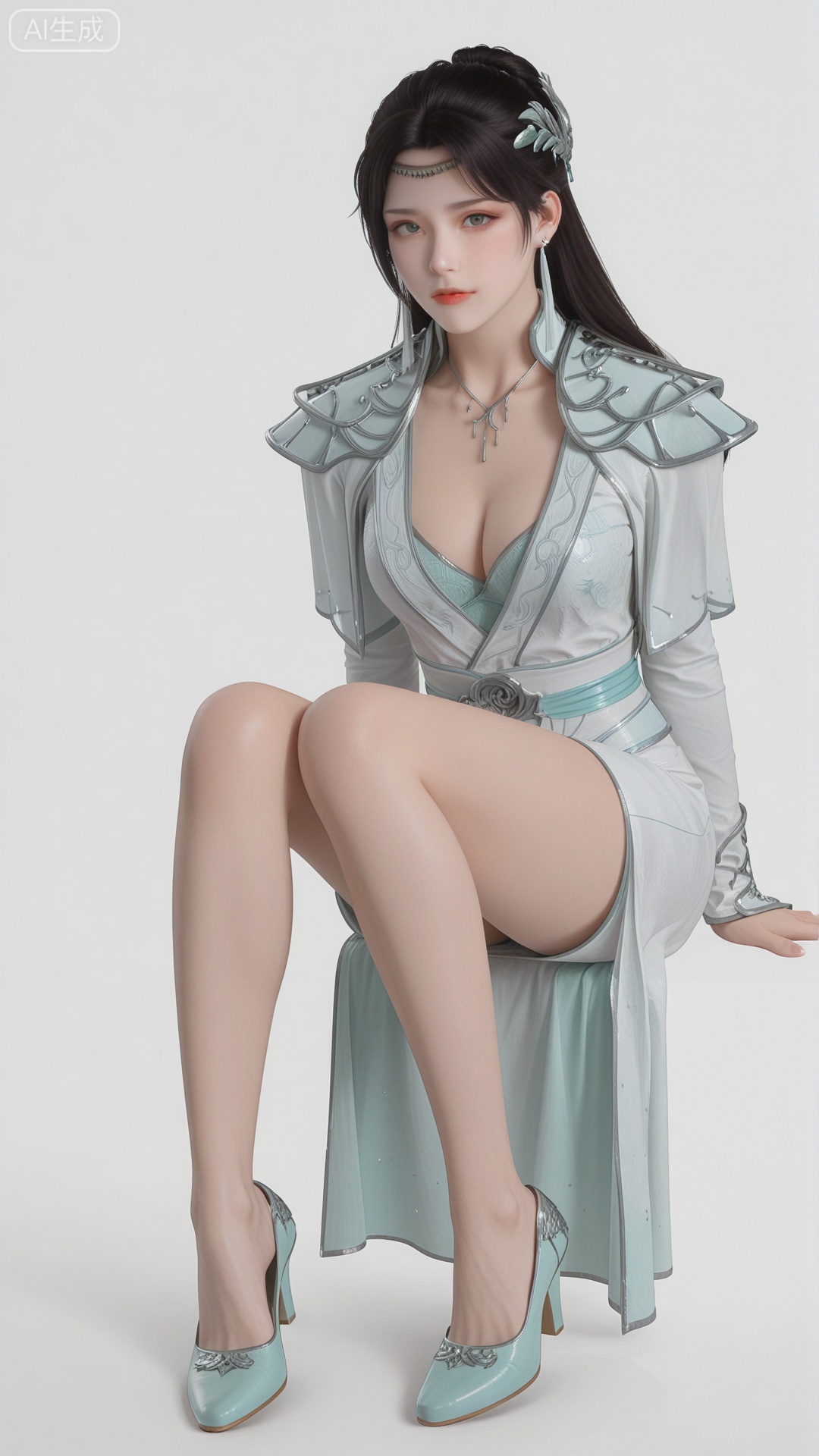 YY clothes, solo, shoes, looking at viewer, even illumination, simple background,