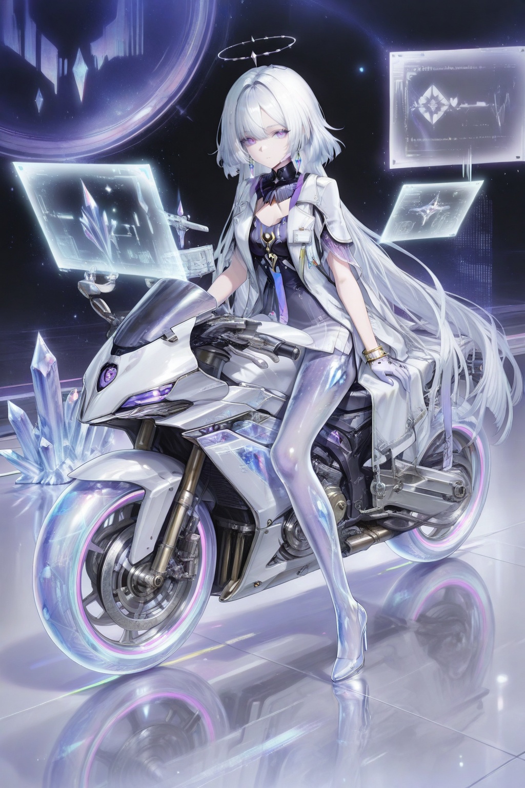 1girl,  motor vehicle,  motorcycle on Tensor.Art