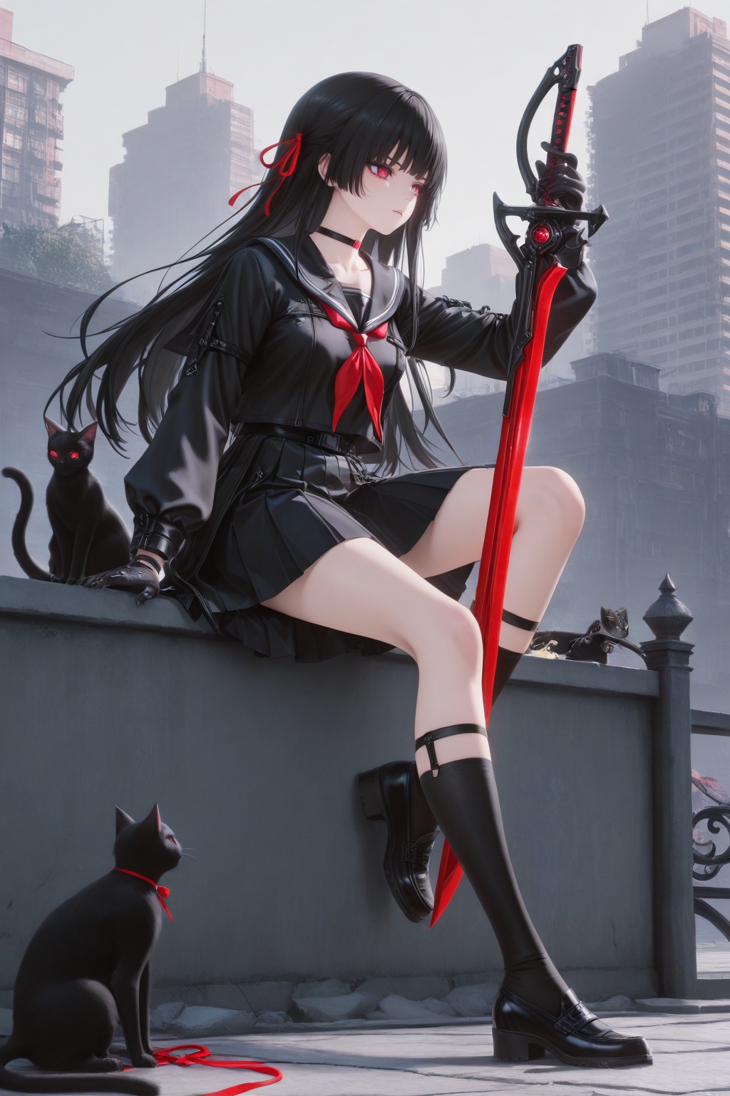 1girl,  black hair,  long hair on Tensor.Art