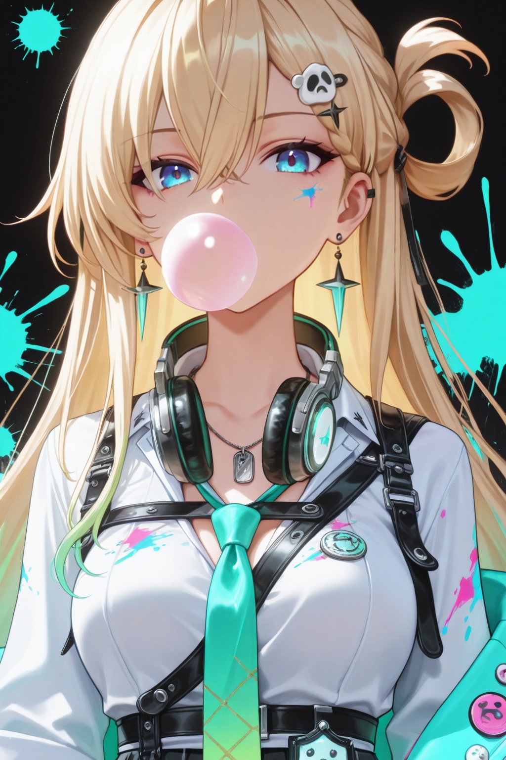 1girl,  headphones around neck,  necktie on Tensor.Art