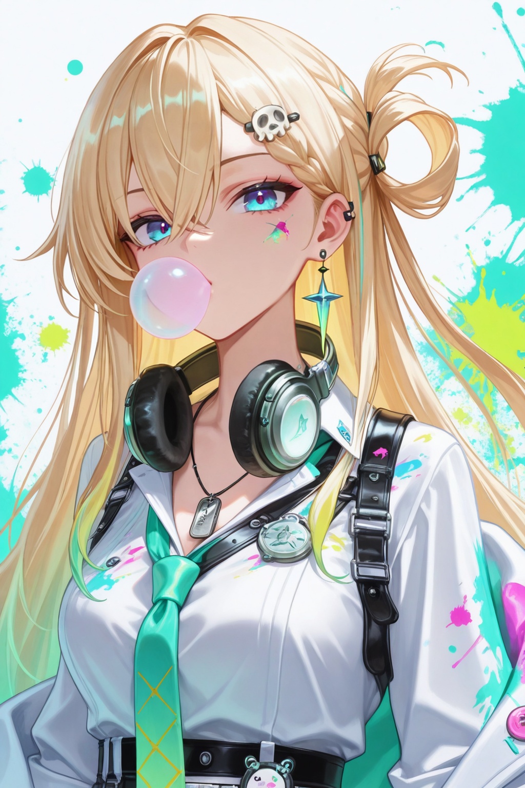 1girl,  headphones around neck,  necktie on Tensor.Art